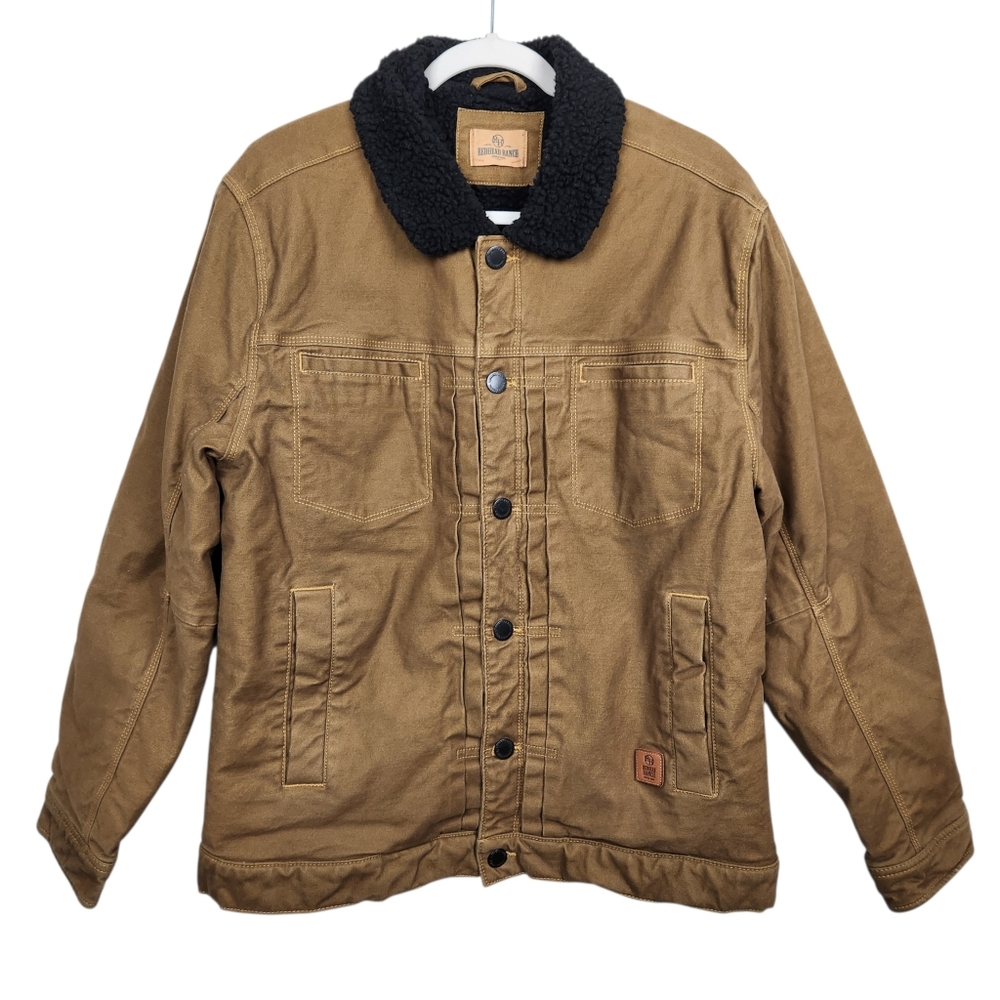 Redhead Ranch Kahki Tan Canvas Duck Sherpa Lined Field Jacket Mens Size XL